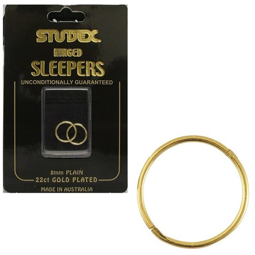 Mini Plain Sleepers 8mm 22ct Gold Plated